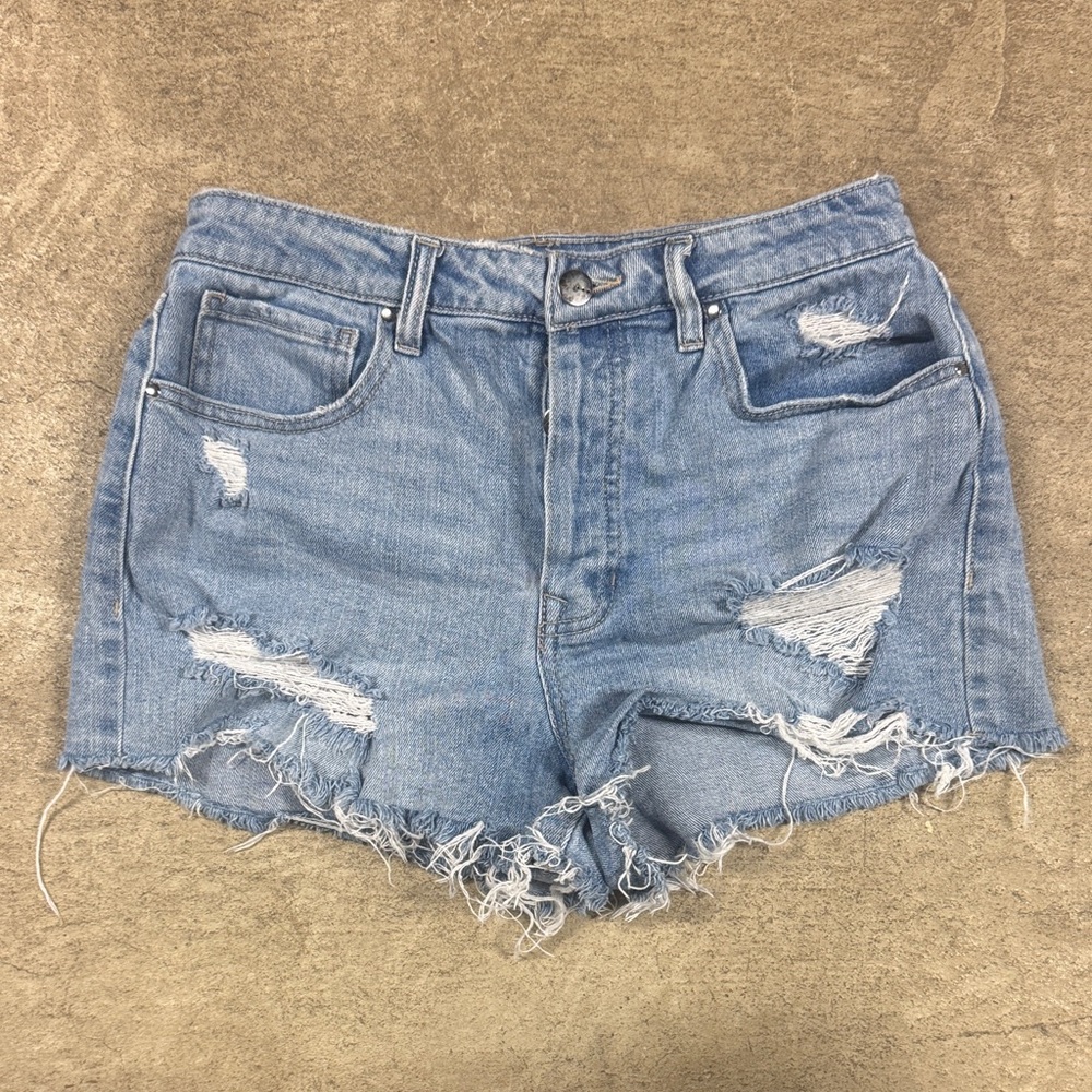Women’s Light Blue Distressed Denim Jean Shorts